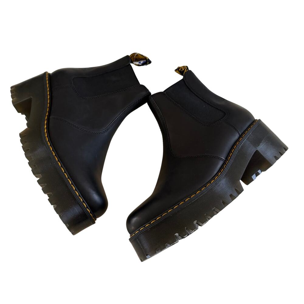 NWT Doc Marten Platform Black Leather Chelsea Boots Wmns 10 Pull On